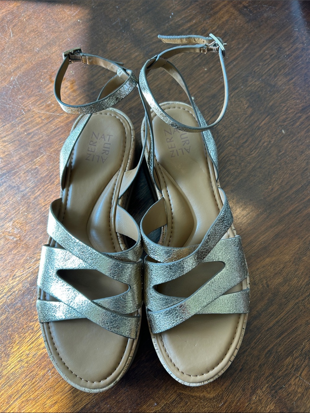 Naturalizer Gold Crisscross Ankle-Strap Sandals